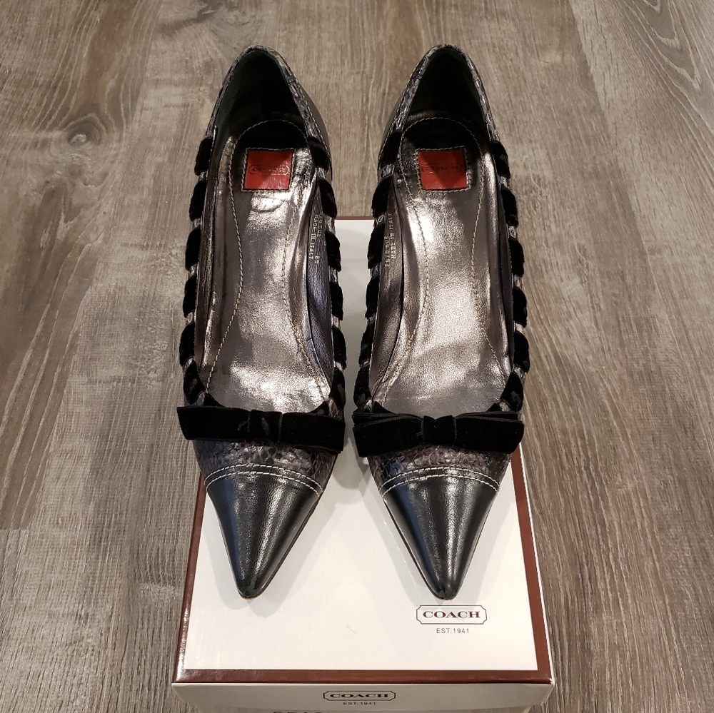 Coach Sue Printed Python Pumps With Bow Size 8 Gr… - image 4